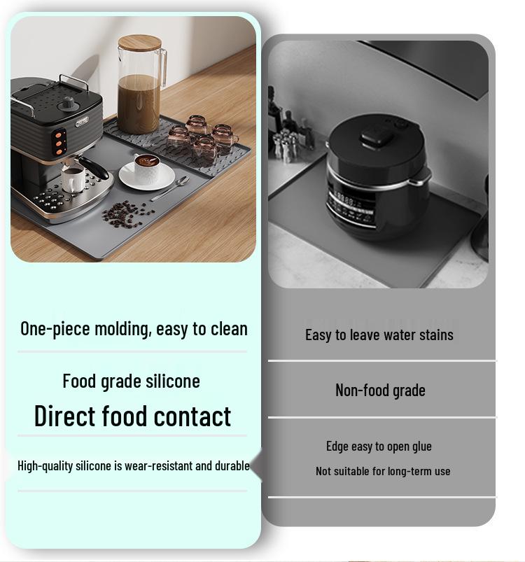 Cross-border Silicone Coffee Machine Mat: Non-Slip, Heat Insulation, Large Drying Tray for Bar or Dining Table