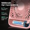 Portable USB Desk Fan with 5000mAh Battery, 15H Ultra Quiet Operation, 180° Adjustable Tilt, 4-Speed Settings