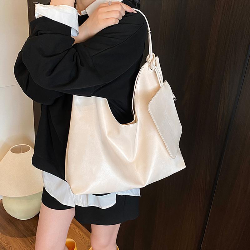 Einfache Damen-Komposit-Tasche mit großem Fassungsvermögen, vielseitige einfarbige Tragetaschen für den täglichen Gebrauch und Reisen, klassische PU-Leder-Einschultertasche