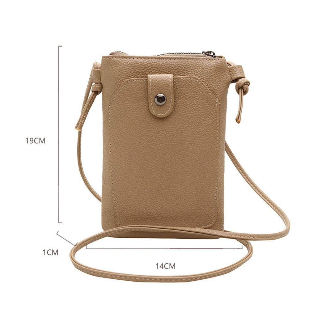 Solid Color Phone Bag PU Leather Simple Style Diagonal Cross Bag Compact Design Double-Layer Shoulder Bag Casual Outing
