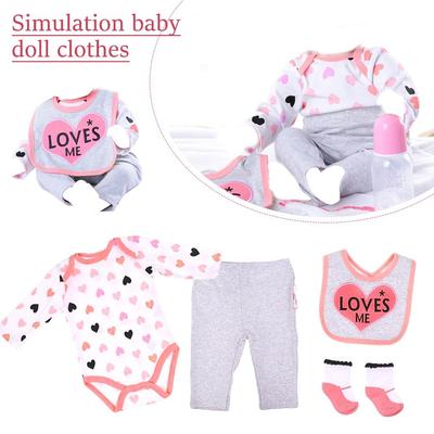 Reborn Babypuppe Kleidung Spielzeug Rosa Herz Outfit (Jumpsuit Reborn )für Kleidung Puppe Lätzchen 23'' Jungen Soc F8F4