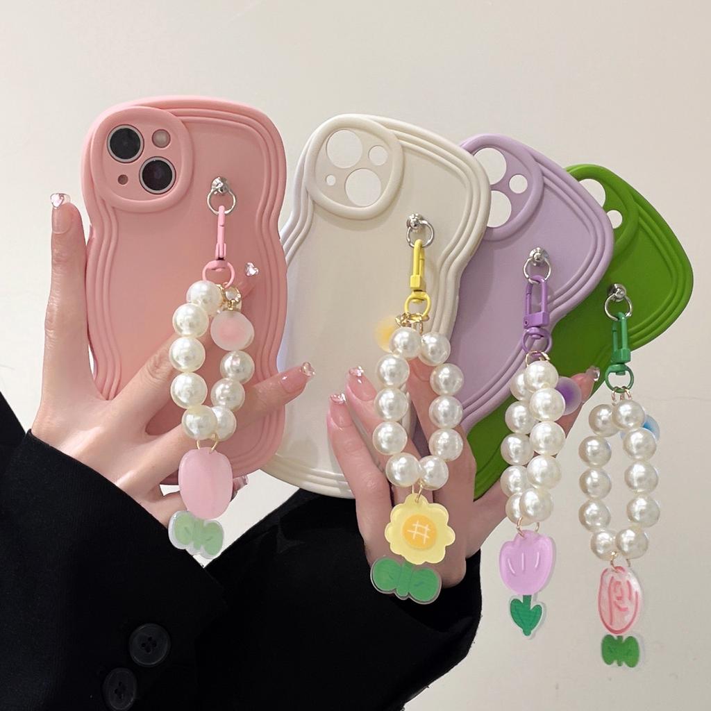 Korean ins flower pendant for iPhone14 Apple 15Promax mobile phone case 13/12 wave soft case 16