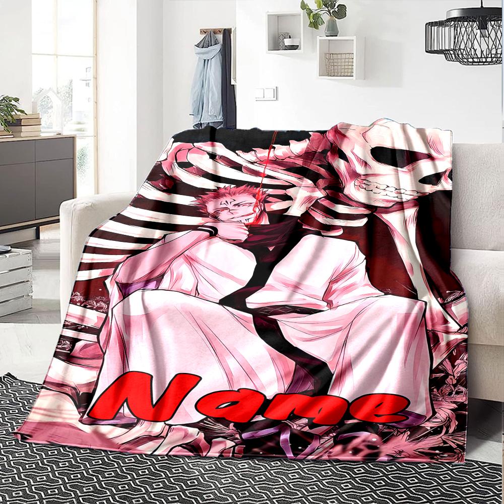 Customiz Name Personality Jujutsu Kaisen Sukuna and Tiger Staff Blanket Soft &Warm Sofa Office Bed Travel Lunch Break Blanket, Gift Suitable All Seaso