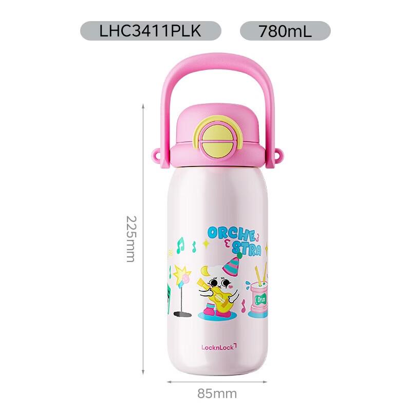 

LOCK&LOCK Kids Pink Stainless Steel Insulated Bottle with Straw, 780ml