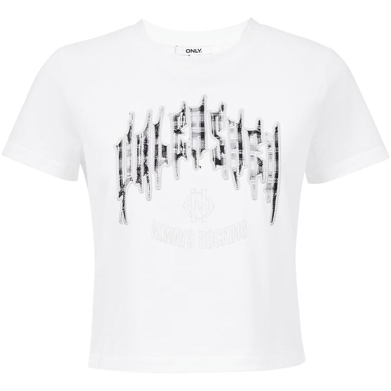 ONLY Women s Embroidered Short-Sleeve T-Shirt L