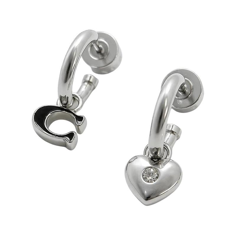 COACH Heart-shaped design, simple and exquisite, brass earrings, women s silver