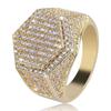 Fashion Men Rings Copper Gold Silver Color Ring Iced Out Bling Pave Cubic Zirconia Geometry Ring Charms For Men Gift