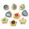 2 PCs 304 Stainless Steel Religious Charms 18K Gold Plated Enamel Evil Eye Pendants For DIY Necklace Jewelry Making Findings