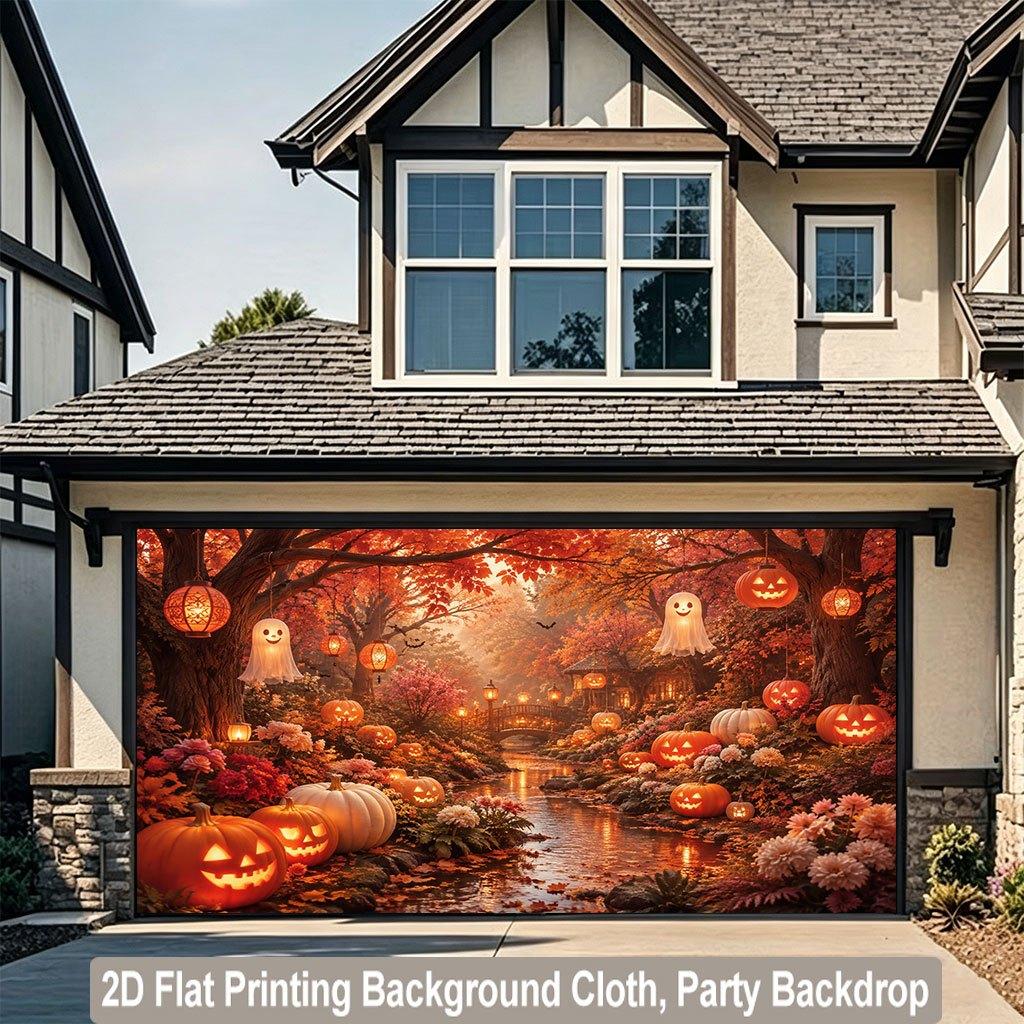 1 piece of 2D flat background cloth Halloween-themed pumpkin light scene background bannerzyc
