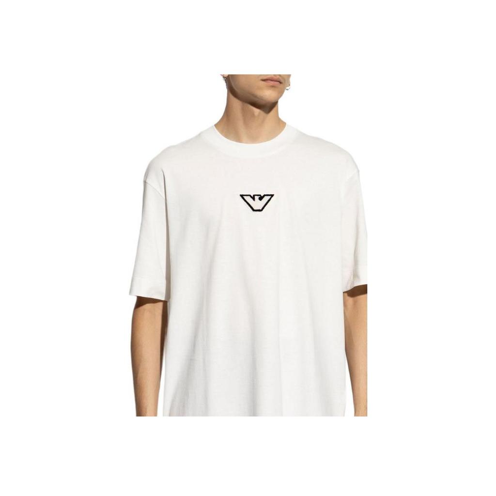 Emporio Armani Ss24 Eagle Logo Embroidered Crew Neck Short Sleeve T-Shirt Men Tops White 6D1TD7-1JOCZ-01C2