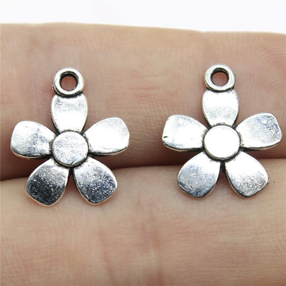 20 Stück Blumenanhänger Antiksilberfarbe Sonnenblumenanhänger Schmuck DIY Gänseblümchen-Anhänger Für Armbandherstellung