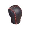 Gear Shift Knob Cover Black Leather + Red Stitch for