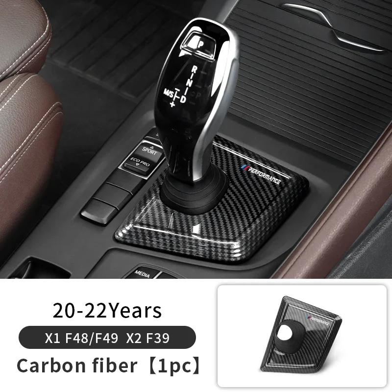 BWP1 Car Sticker Hot For BMW For BMW X1 X2 F48 F39 Carbon Black Car Gear Panel Cover Trim Gear Shifter Knob Boot Cover Auto Interior