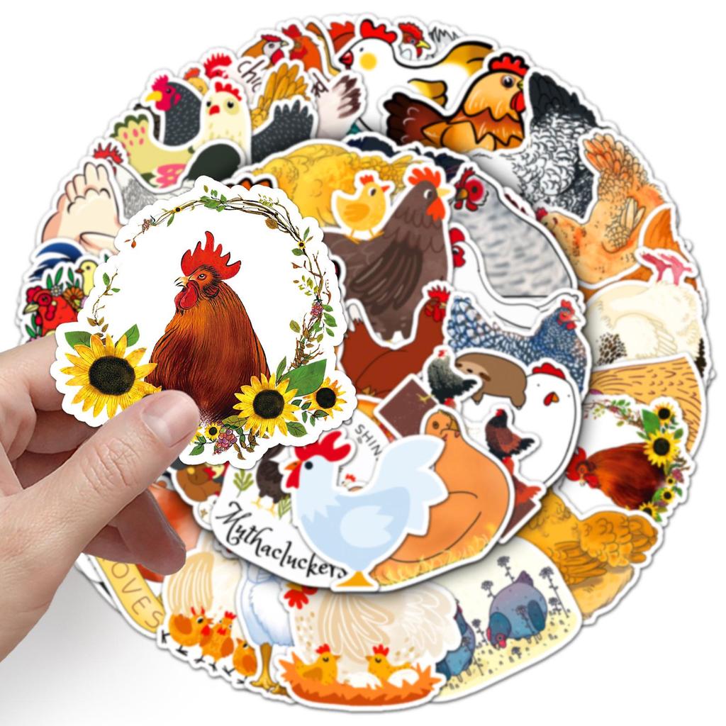 50 Creative Waterproof Cartoon Animal Stickers for DIY Skateboards, Phone Cases, Suitcases
