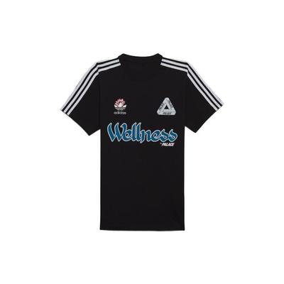 Palace X Adidas Originals Wellness Serie Grafisches Kurzarm-T-Shirt Mit Gestreiftem Logo-Print Herren Oberteile Schwarz HB9126