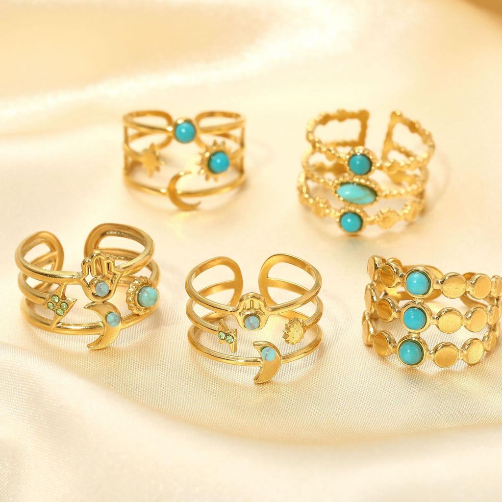 New Ring Vacuum Electric Moon Star Open Hand Jewelry