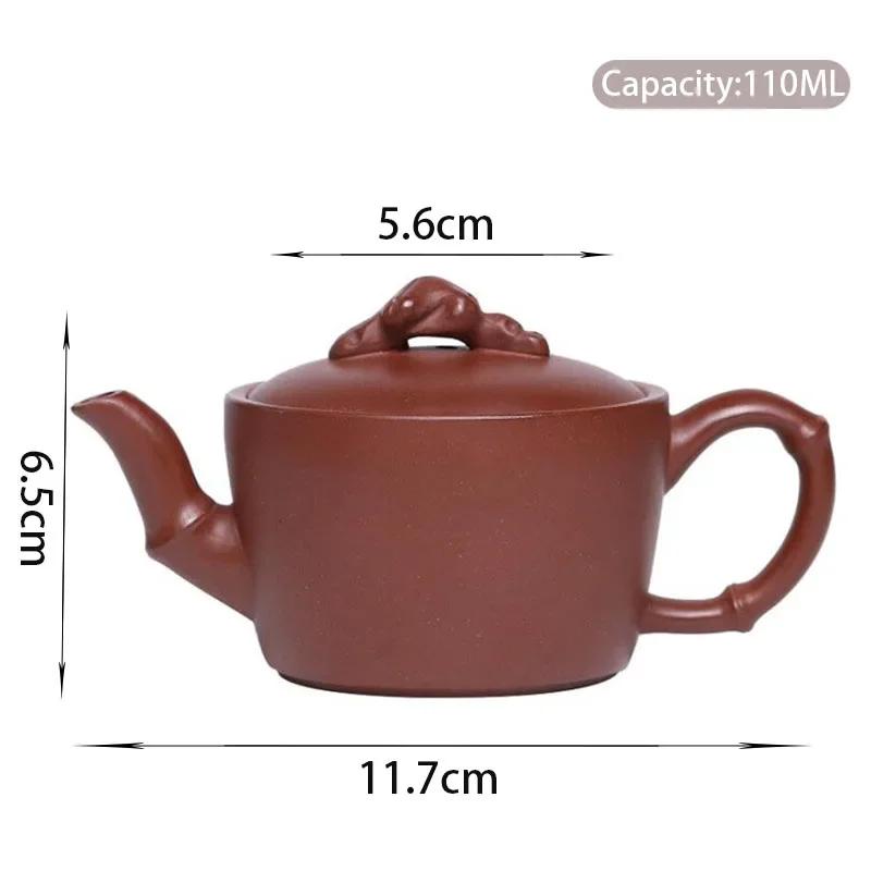 

110ml Chinese Yixing Purple Clay Teapots Small Capacity Handmade Bamboo Shape Tea Pot Beauty Tea Infuser Kettle Zisha Tea Set