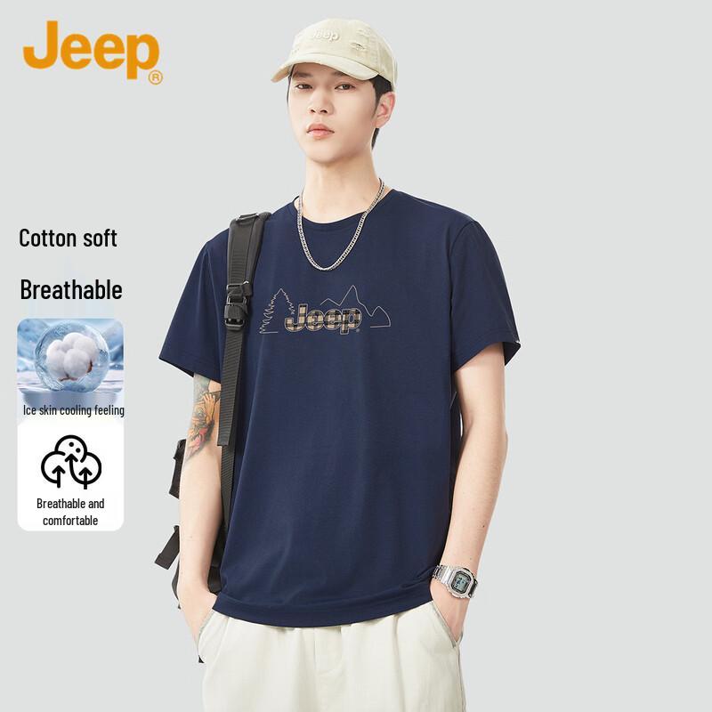 JEEP Men s Summer Round Neck Casual Loose Fit T-Shirt 5XL
