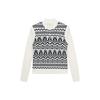 Emerald Patchwork Printed Casual Long Sleeve Knit Top Women Tops Ice-Cream-White F11W344404F-IV