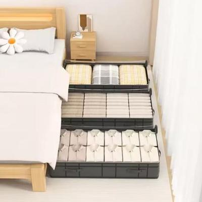 Non-Woven Fabric Under Bed Storage Bag Dual Zipper Clear Window Clothing Blanket Storage Bag Large Capacity Space Saving
