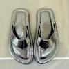 Burst Pattern Silver Soft Bottom Slippers Women's New Summer Wear Flat Bottom Flip-flops Beautiful Cool Slippers Children