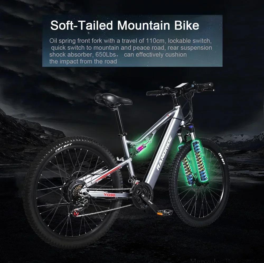 2026 New YG90Ebike 1000W 48V 17AH 27.5-inch Electric Bicycle Hydraulic Brake Mountain Electric Bicycle Full Suspension E-bike