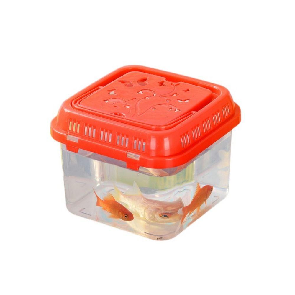 

Handheld Reptile Feeding Box Transparent Hamster Carrier Cage Portable Fish Tank Aquarium S