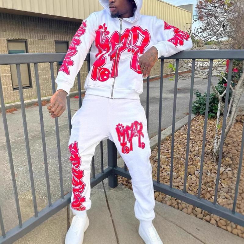 Y2K Trendy Bunte Buchstaben Gedruckt Lose Hip Hop Street Zipper Hoodie für Männer und Frauen