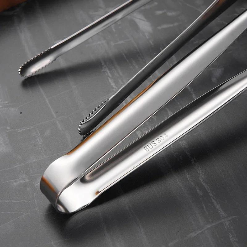 Stainless Steel Grill Tongs Food Clip BBQ Steak Clip Bread Tong Cooking Utensils Party Non-Slip Kitchen Gadgets Accessories