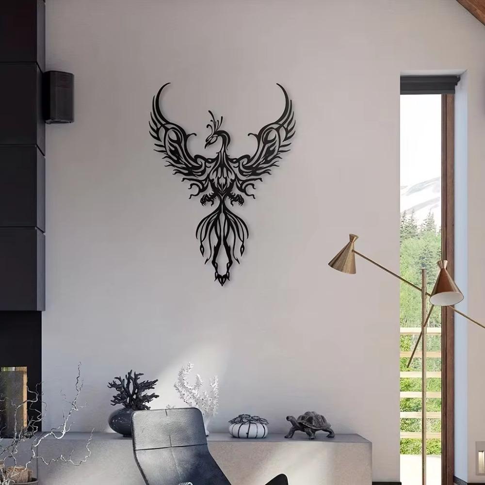 Metal Phoenix Design Hanging Wall Decor – Stylish Art for Indoor Living Room & Office, Elegant Metal Wall Hanging for Home Decor