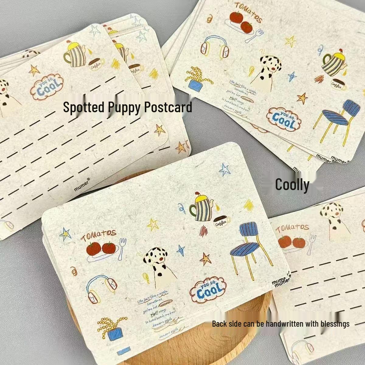 Spotted Puppy Birthday Postcard - Cartoon Cute Series for Greetings & Wall Decor