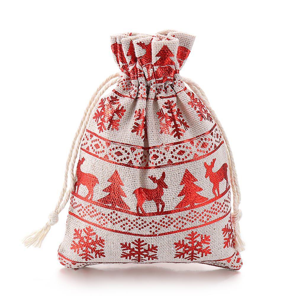 Einfacher Schneemann Hochzeitsgeschenk Elch Kordelzugbeutel Jute Geschenktüten Süßigkeiten-Organizer Frohe Weihnachten