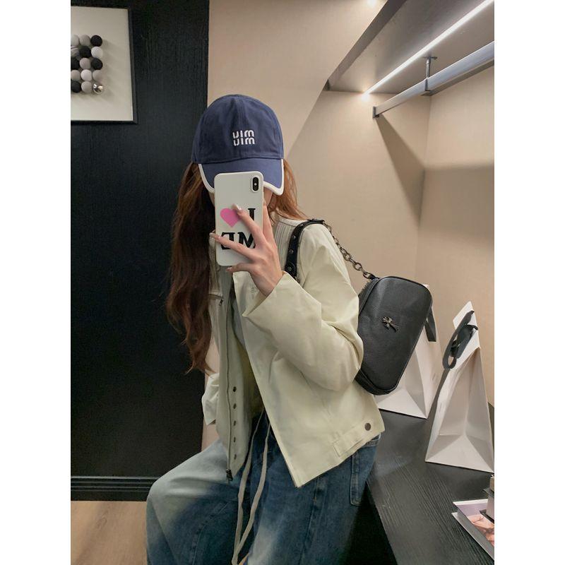 

Kumikumi High-Grade Temperament Stand Collar Zip-up Long sleeve Outerwear Women Autumn Niche Versatile Slimming Jacket Top Image color L