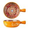 Multipurpose Bohemians Handled Bowl Salad Bowl Ceramic Texture Oven Microwave Safe Dishwasher Cleanable Healthy Cooking