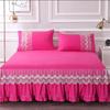 3pcs Bed Skirt Bedspread Pillowcase Ruffle Lace Anti Slip 1.8x2.0m Bed Cover Solid Colour Lace Mattress Dust Bedding Cover