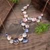 Enamel hollow flower gold necklace, petal shape women's fashion accessories