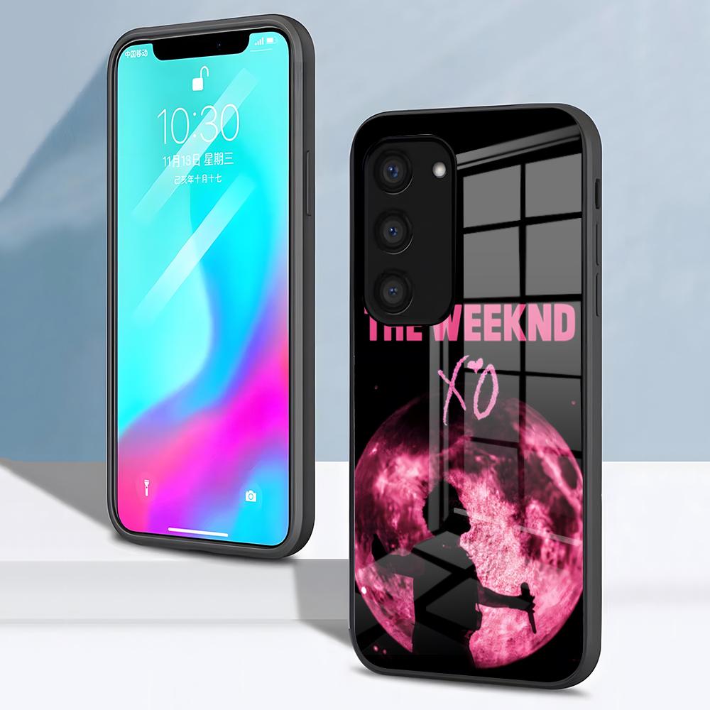 

Чехол для телефона W-Weeknd XO Singer для Samsung S26 S25 S24 FE S23 S22 S21 Plus S20 Ultra Note20Ultra Черная стеклянная крышка Galaxy S26 Plus