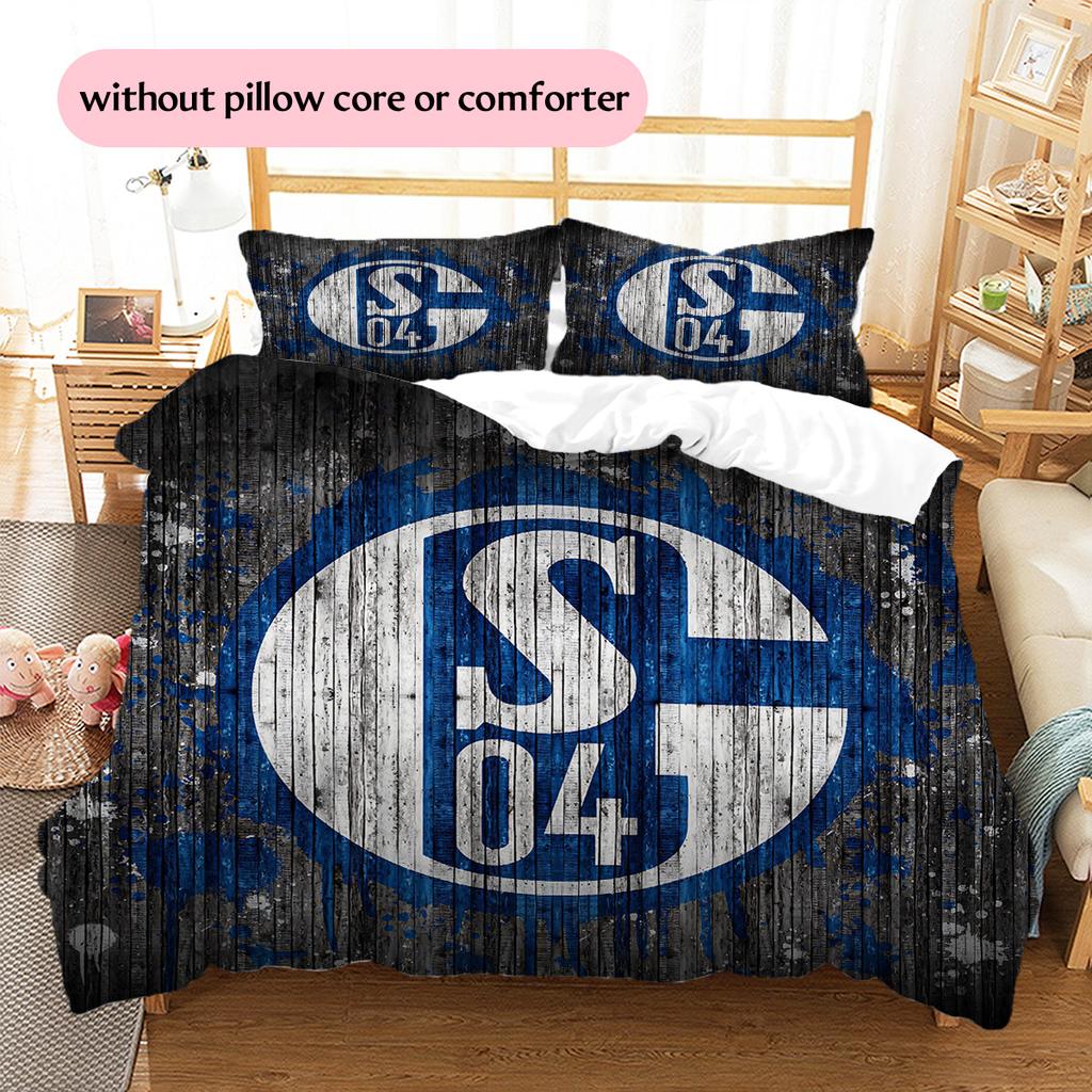 FC Schalke 04 Muster Bettwäsche Bettdecken-Set Heimdekoration Geschenk (1 Bettbezug + 2 Kissenbezüge (ohne Füllung))