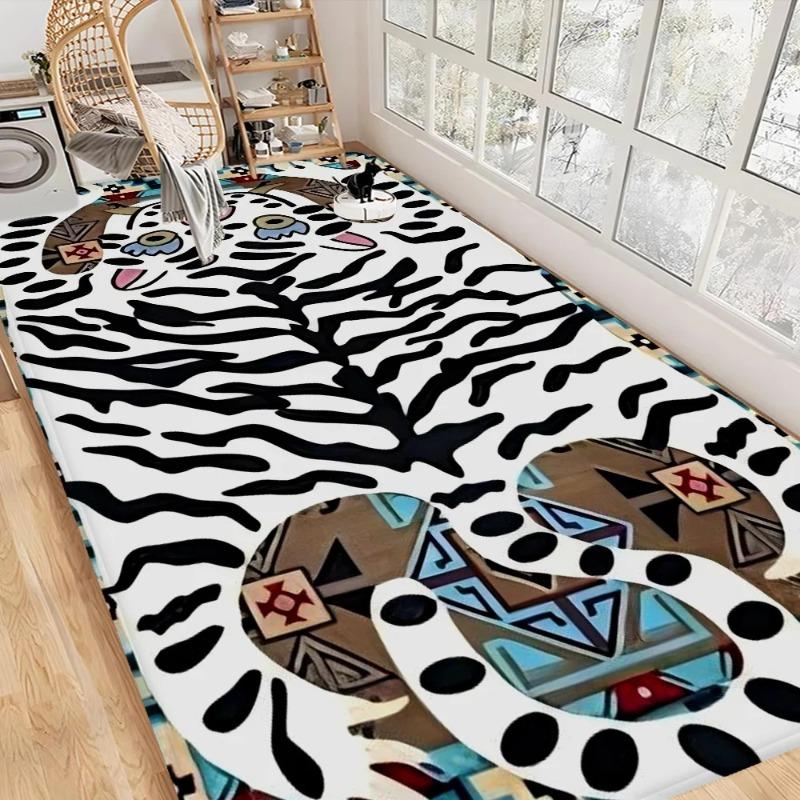 Niedliche Cartoon Tiger Druck Fußmatte - Nordischer Stil Heimtürmatte für Badezimmer Toilette Schlafzimmer Hoteldekor mit verspieltem Design