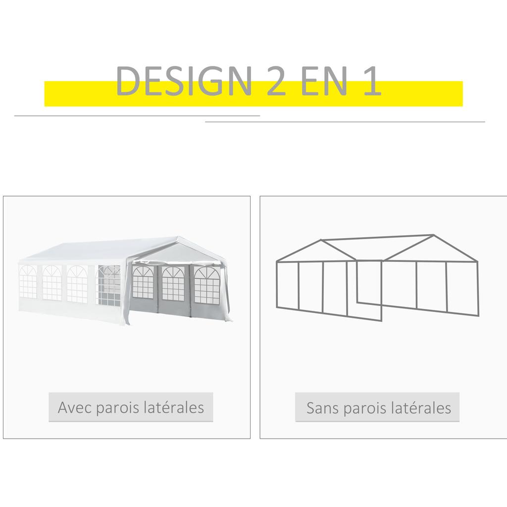 Garden Reception Gazebo Tent Marquee Waterproof PE Steel Tube 7.98L X 3.92W X 2.8H M White New 14
