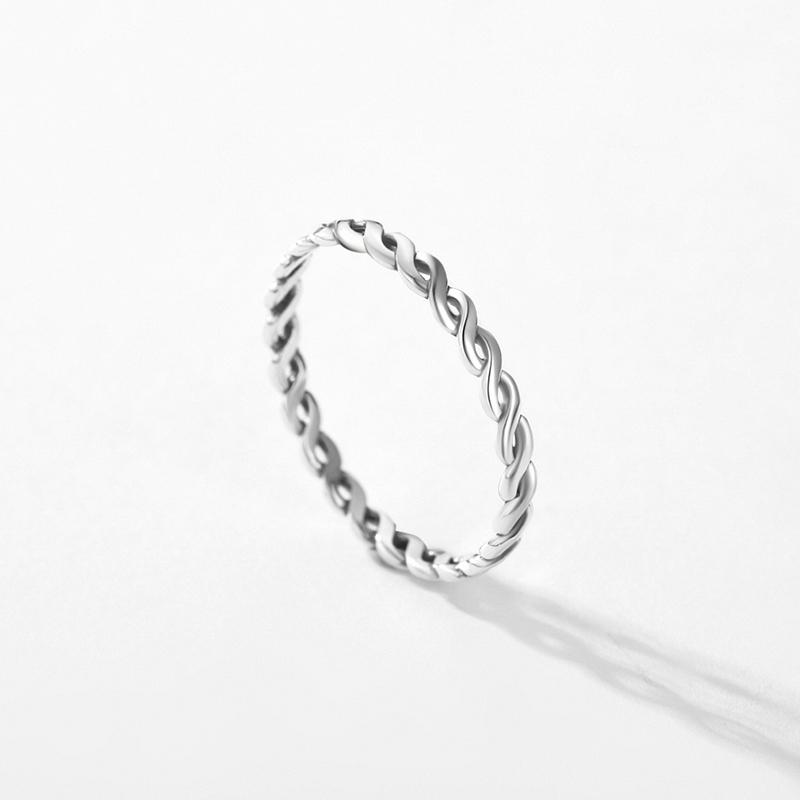 MODIAN 925 Sterling Silver Texture Twisted Thin Sackable Small Finger Ring For Women Vintage Classic Fine Jewelry Gifts