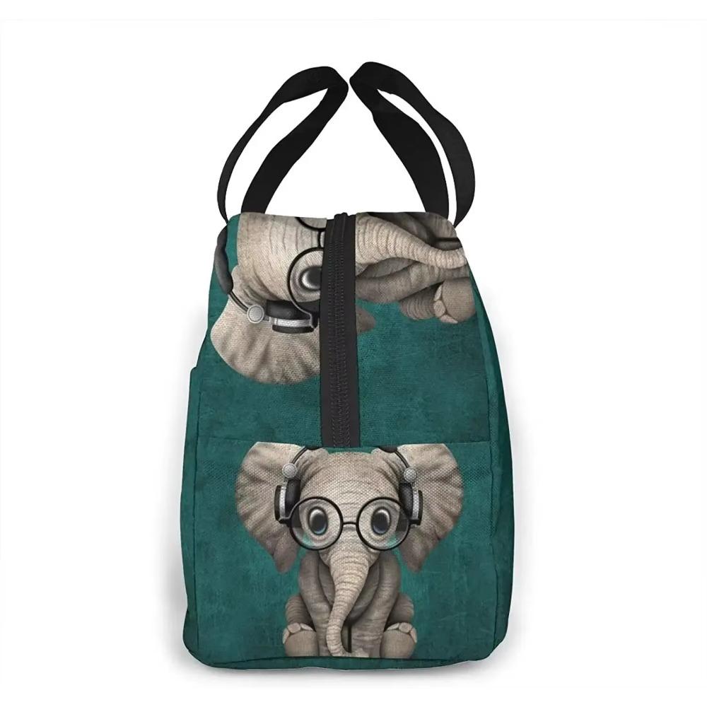 Cute  Elephant Lunch Bag Insulated Lunch Box Leakproof Cooler Cooling Tote Bag with Front Pocket for Men Women Office School