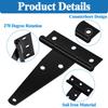 Wopanxye 2-Piece Heavy-Duty Silent Hinges, 150mm T-Shaped Black Flat Hinge, Epoxy-Coated Wrought Iron, for Cabinets, Storage Doors, Windows, and Close