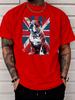 Unisexs Crew Neck British Flag Bulldog Graphic Short Sleeve Cotton Tee Casual Summer Streetwear Loose Basic Daily Outdoor Wear Top