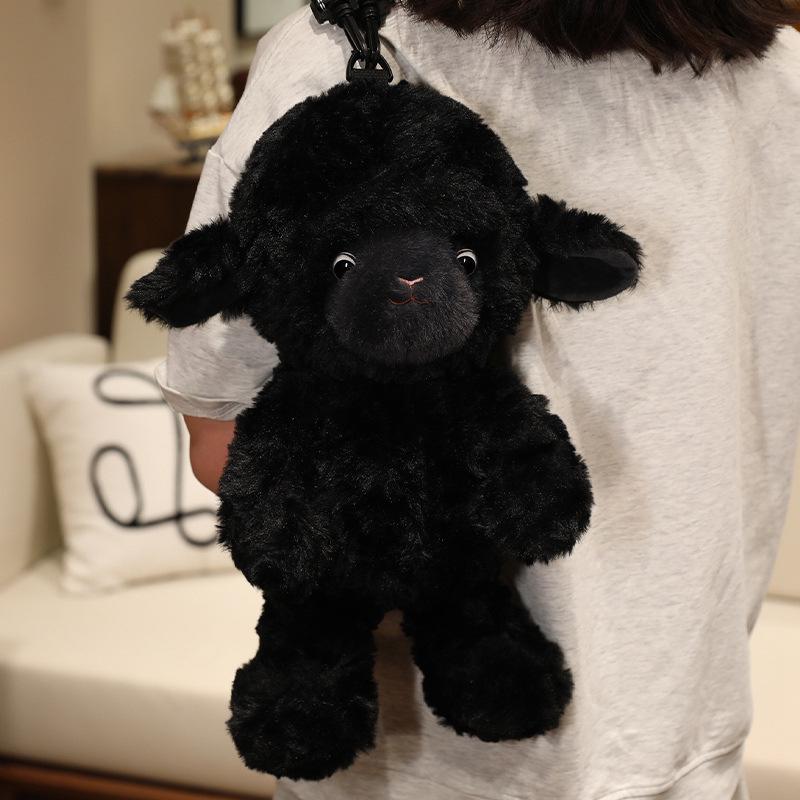 Adorable Little Sheep Backpack Plush Toy - Children s Doll and Cute Figurine, Perfect Birthday Gift for Girls 40cm чёрный