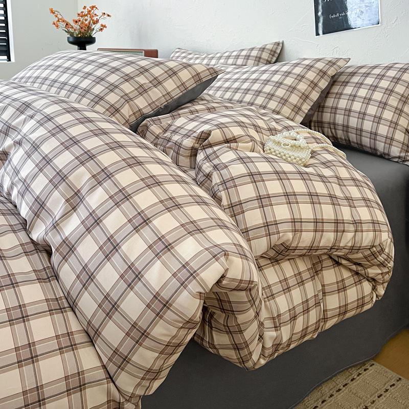 All-Cotton Twill Plaid Bedding Set: Sheet