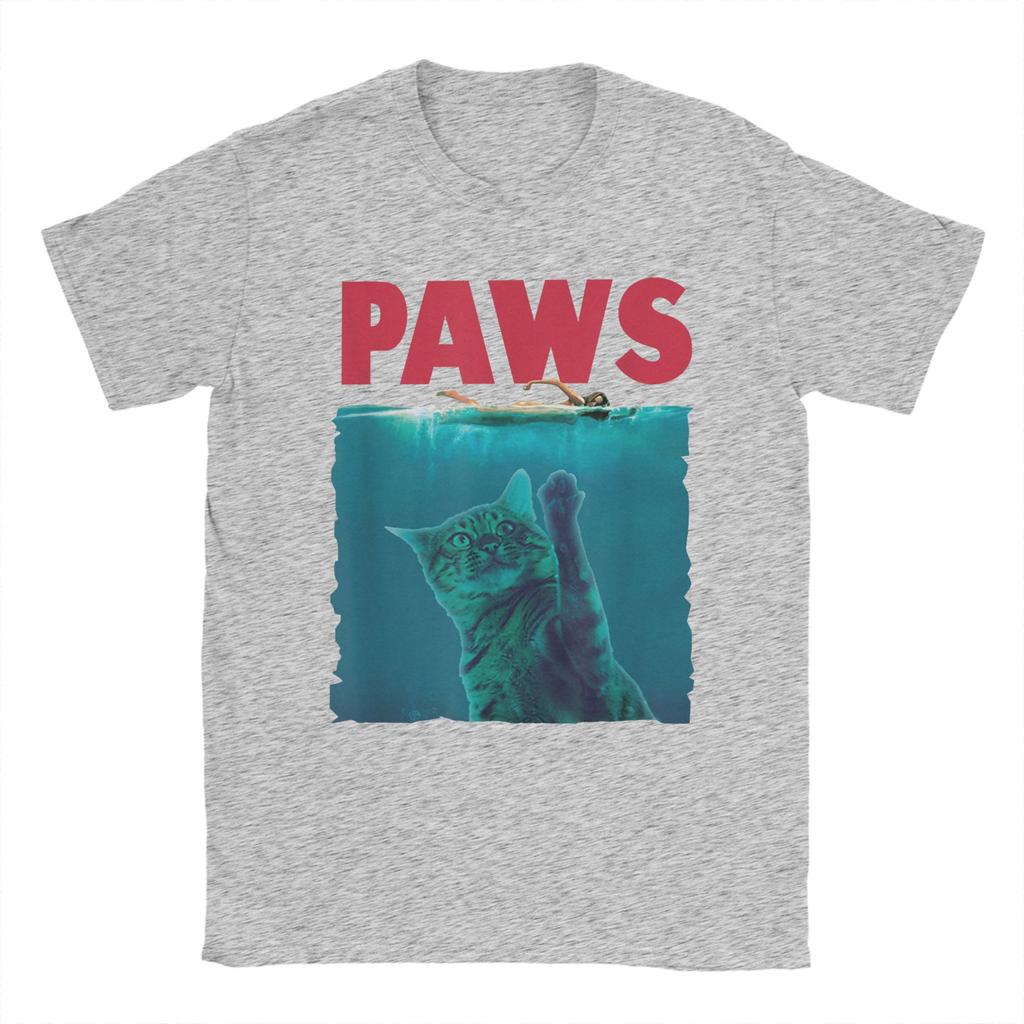 Paws Kitten Parody Funny Cat T Shirt Men 100 Cotton Cool TShirt O Neck  Tees Short Sleeve Clothes Gift Idea