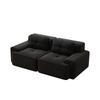Modulares Sofas ohne Armlehnen, Modernes Wohnzimmersofa mit tiefer Sitzfläche, Bequemes Cord-Wolkensofa, Zweisitzer Kleines Sofa, Schlafsofa, Schwarz