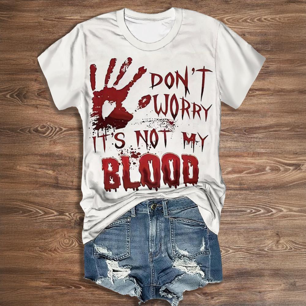 Summer Letter Funny Blood 3D Print T-shirts Women Streetwear Casual Vintage Y2k Short Sleeve T Shirt O-neck Tees Tops Clothing