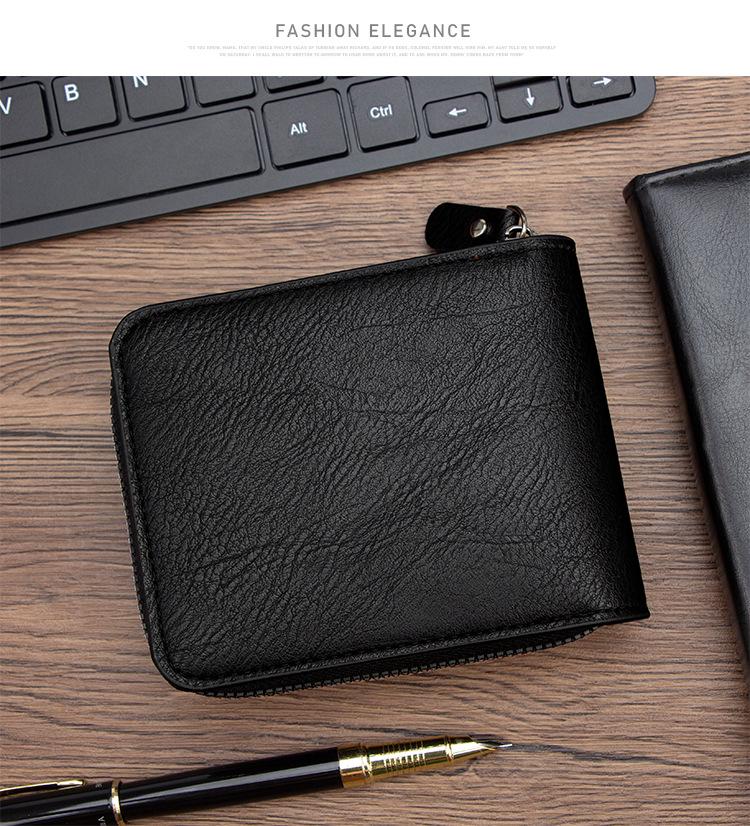 Retro Men's Multifunctional Short Wallet: Business Card Holder & Coin Purse with Zipper
